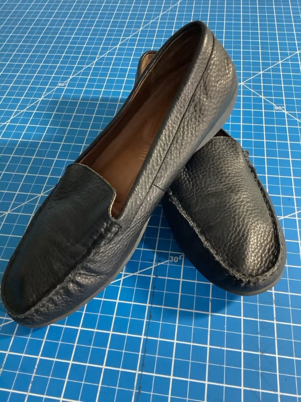 Black leather slip on loafers flats SUDINI 10M